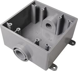 Cantex New and Old Work 32 cu in Square PVC 2 gang Outlet Box Gray