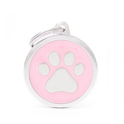 MyFamily Classic Pink/White Paw Metal Pet Tags Large