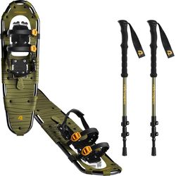 Retrospec Drifter 30 in. Unisex Snowshoe Bundle Olive