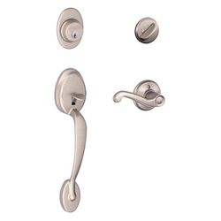 Schlage Plymouth / Flair Satin Nickel Single Cylinder Handleset and Knob