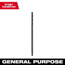 Milwaukee 7/16 in. X 12 in. L Black Oxide Aircraft Length Drill Bit 3-Flat Shank 1 pc