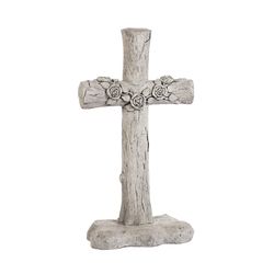 Athens Stonecasting Concrete Stone 38 in. Rose Log Cross Statue