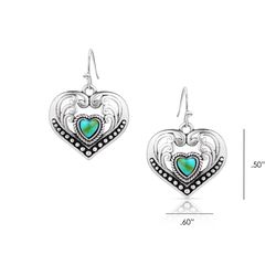 Montana Silversmiths Women's Fierce TQ Heart Silver/Turquoise Earrings