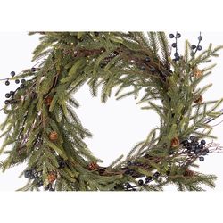 Celebrations 26 in. D LED Warm White Rustic Norfolk with Berries and Pinecones Wreath