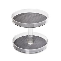 Spectrum Hexa Clear/Gray Rubber/Stainless Steel Two Tier Lazy Susan