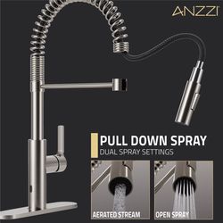 Anzzi Ola One Handle Brushed Nickel Motion Sensing Pull-Down Kitchen Faucet