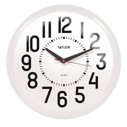 Taylor Dial Clock Plastic Black/White 13.25 in.