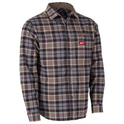 Milwaukee Gridiron XL Long Sleeve Men's Collared Gray Flannel Shirt