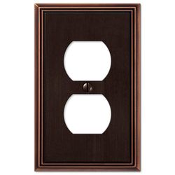 Amerelle Metro Aged Bronze 1 gang Die-Cast Metal Duplex Wall Plate 1 pk