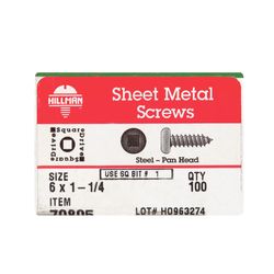 HILLMAN No. 6 Ga. X 1-1/4 in. L Square Hex Head Sheet Metal Screws 1 pk