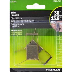 HILLMAN Antique Brass Gold Brick Picture Hanger 30 lb 2 pk