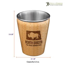 Totally Bamboo 2 oz Brown/Silver Stainless Steel/Wood North Dakota Shot Glass