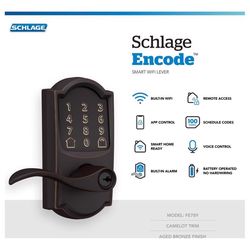 Schlage Encode Aged Bronze Metal Wi-Fi Deadbolt with Accent Lever