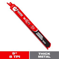 Diablo Amped 9 in. Carbide Tipped Reciprocating Saw Blade 8 TPI 1 pk