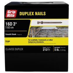 Grip-Rite 16D 3 in. Duplex Bright Steel Nail Double Head 5 lb
