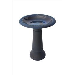Algreen Blue Plastic 25 in. Acerra Planters Bird Bath with Stand