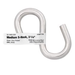 Hampton Medium Zinc-Plated Silver Steel 3.25 in. L S-Hook 240 lb 1 pk