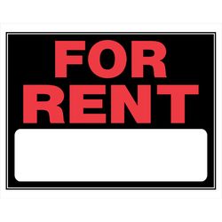 HILLMAN English Black For Rent Sign 15 in. H X 19 in. W