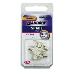 Jandorf 12-10 Ga. Uninsulated Wire Spade Terminal Silver 5 pk