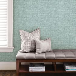 NuWallpaper 20.5 in. W X 216 in. L Aqua Poplin Peel and Stick Wall Decal