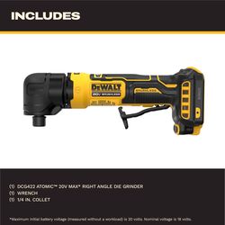 DeWalt 20V MAX ATOMIC Brushless Cordless 1/4 in. Right Angle Die Grinder Tool Only
