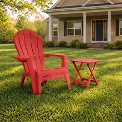Adams Quik-Fold Cherry Red Rectangular Resin Folding Side Table