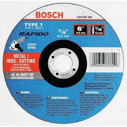 Bosch Rapido 6 in. D X 7/8 in. X 1/16 in. thick Aluminum Oxide Abrasive Cut-Off Wheel 1 pc