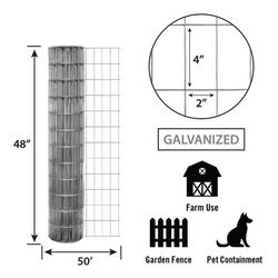 FarmGard 48 in. H X 50 ft. L Steel Welded Wire Fence Silver