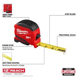 Milwaukee 30 ft. L X 1.97 in. W Compact Tape Measure 1 pk