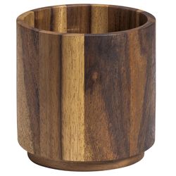 Kalmar Home Brown Acacia Wood Rotating Lazy Susan Utensil Holder