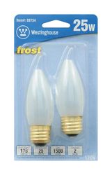 Westinghouse 25 W B11 Decorative Incandescent Bulb E26 (Medium) Warm White 2 pk