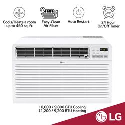 LG 10000 BTU 230 V Through-the-Wall Air Conditioner w/Remote 450 sq ft