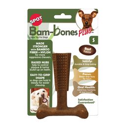 Spot Bam-bones Plus For Dog Brown Bamboo Fibers Beef Chew Dog Toy Small 1 pk