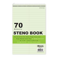 Bazic Products 6 in. W X 9 in. L Gregg Ruled Top-Spiral Green Steno Book