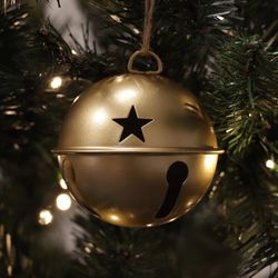 Haute Decor Burnished Gold Jingle Bell Ornament 3.35 in.