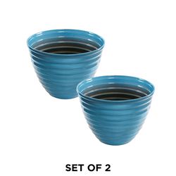 Alpine 9 in. H X 12 in. W Plastic Planter blue