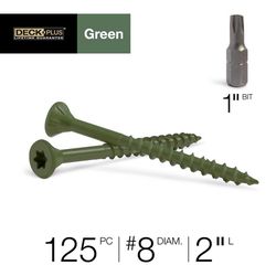 HILLMAN Deck Plus No. 8 Ga. X 2 in. L Green Star Flat Head Exterior Deck Screws 1 lb 125 pk