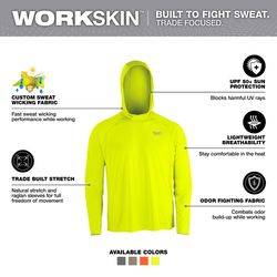 Milwaukee Workskin XXL Long Sleeve Unisex Crew Neck Yellow Hooded Sweatshirt