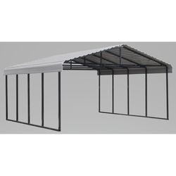 Arrow 20 ft. x 20 ft. Metal Horizontal Peak Carport without Floor Kit
