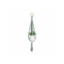 Meesh Drops Sage Macrame 23 in. H Textured Short w/Wood Beads Plant Hanger 1 pk