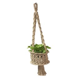Primitive Planters 34 in. H X 3 in. L Off White Cotton Hanging Planter