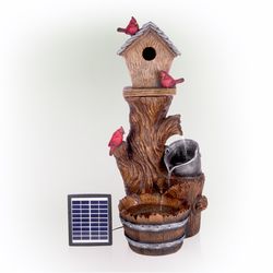 Alpine Polyresin Brown Cascading Barrel Fountain