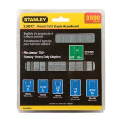 STANLEY T50 5/8 in. W 18 Ga. Narrow Crown Heavy Duty Staple Assortment 3500 pk