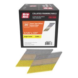 Grip-Rite 3-1/4 in. L Angled Strip Bright Framing Nails 30 deg 2000 pk