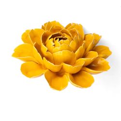 Chive France 2.75 in. H X 6.75 in. L Glazed Yellow Ceramic Cabbage Flower Wall Flower