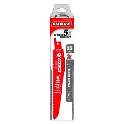 Diablo 6 in. Bi-Metal Thick Metal Reciprocating Saw Blade 8/10 TPI 25 pk