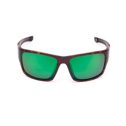 Flying Fisherman Sand Bank Sunglasses Unisex Matte Tortoise Frame Amber Green Mirror Lens Polarized