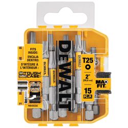 DeWalt Max Fit Torx T-25 X 2 in. L Screwdriver Bit Set S2 Tool Steel 15 pc