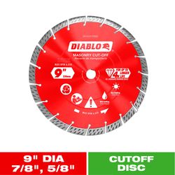 Diablo 9 in. D X 7/8 in. X .102 in. thick Diamond Turbo Rim Masonry Cut-Off Disc