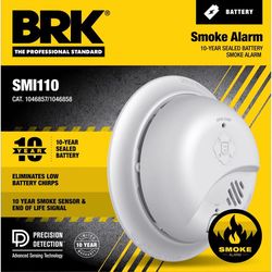 BRK 10 Year 10-Year Battery Ionization Smoke Detector 1 pk